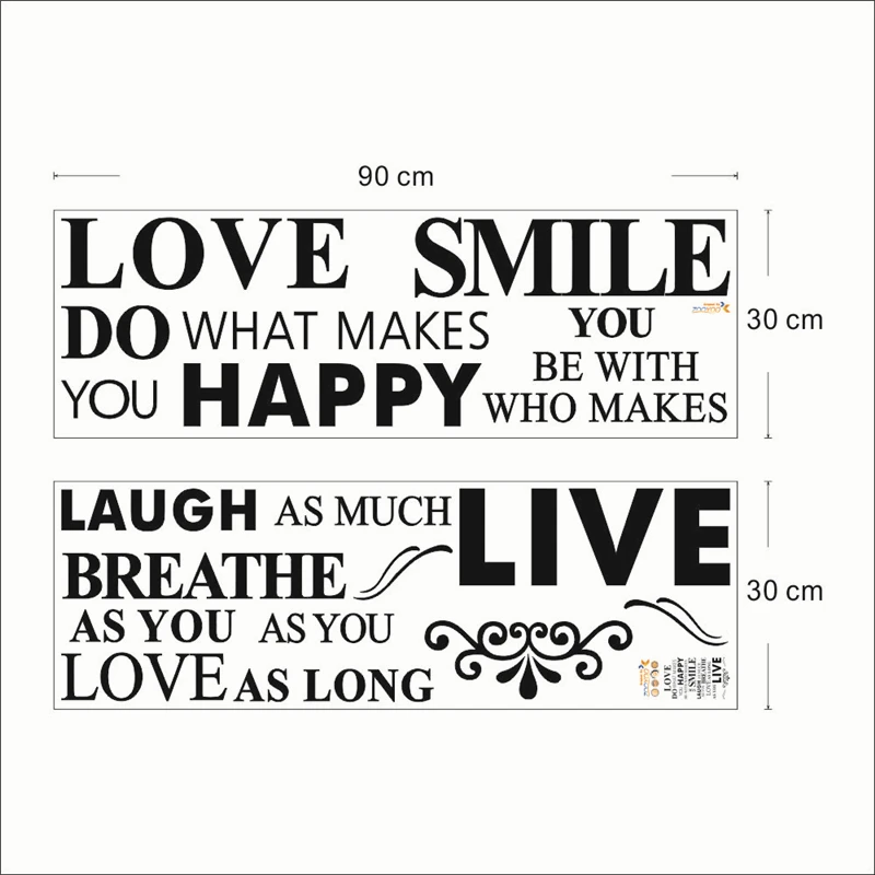 

Love Happy Smile Laugh Live Inspirational Quotes Wall Sticker For Office Living Room Bedroom Home Decor Pvc Mural Art Decal