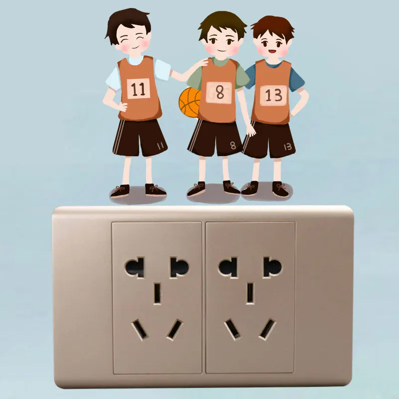 YOJA Boys Who Plays Basketball Happily Living Room Bedroom Wall Sticker Colored Decor PVC Wonderful 8SS1970 | Дом и сад