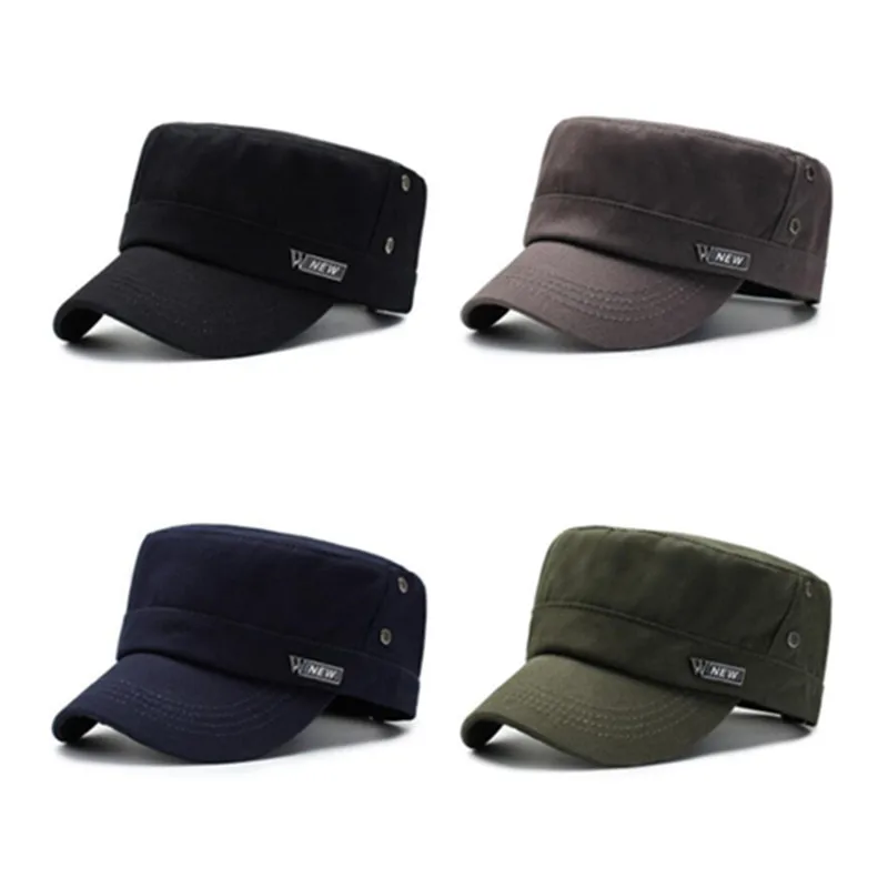 

SILOQIN Men's Flat Cap Fashion Cotton Army Military Hats Adjustable Size Wild Tongue Cap For Men Snapback Cap 2019 New Dad's Hat