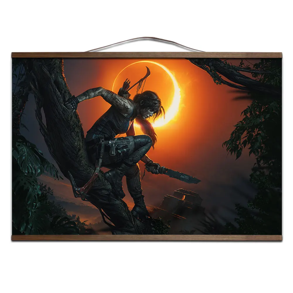 Shadow of the Tomb Raider игровой плакат для HD холст декоративные постеры настенная живопись с твердой деревянной подвеской свиток - Цвет: 1