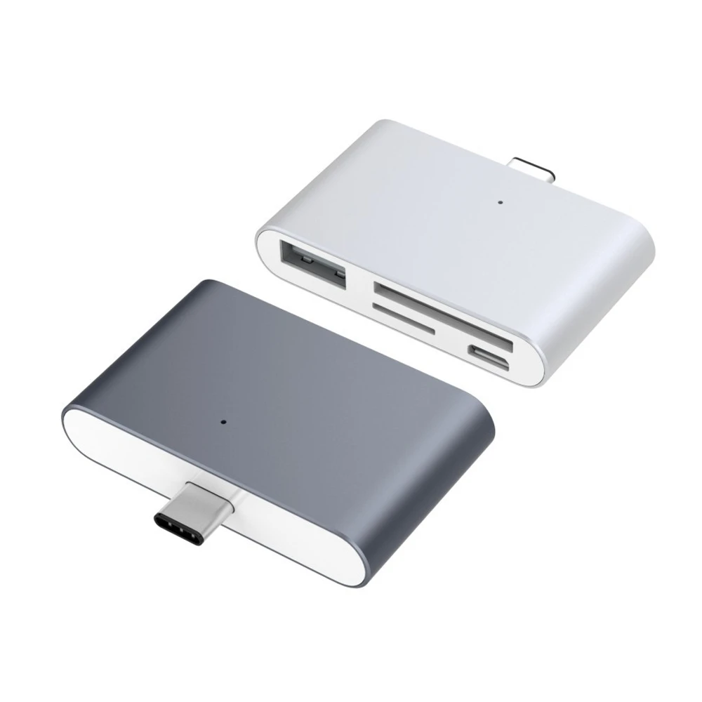 Алюминиевый кардридер USB 3 1 Type C (штекер)/Micro (гнездо) 4 порта OTG TF SD для нового Macbook
