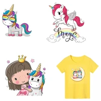 cartoon unicorn patch for clothing sticker children kids animal heat transfer fusible clothing decor diy tops t shirt appliques
