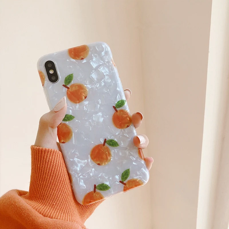 Ultra-thin Orange Shell Pattern Phone Case for iphone 6 6s 7 8 Plus All-inclusive Fall Korean Women's XS Max XR X Soft Cover |