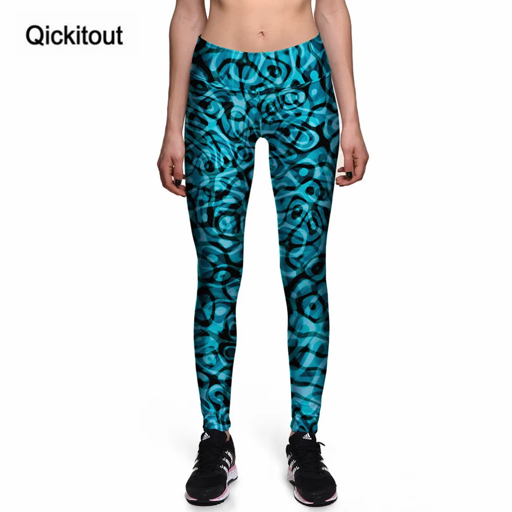 Qickitout леггинсы сексуальные женские новый стиль новые для фитнеса синие с
