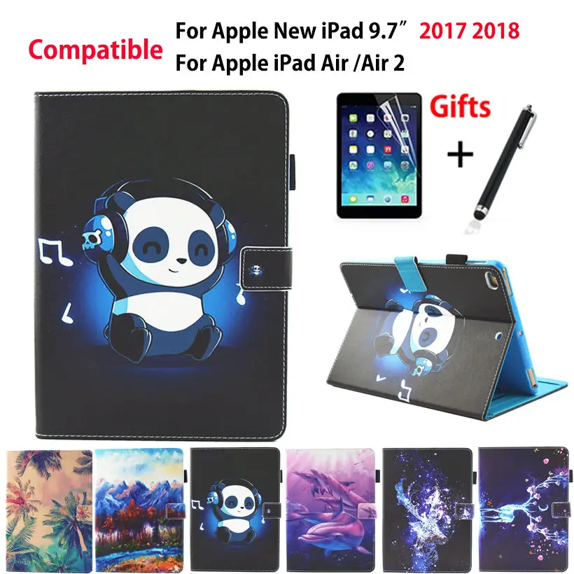 Чехол с рисунком панды для Apple iPad 9 7 2017 2018 6 го поколения A1954 чехол air air2 планшета +