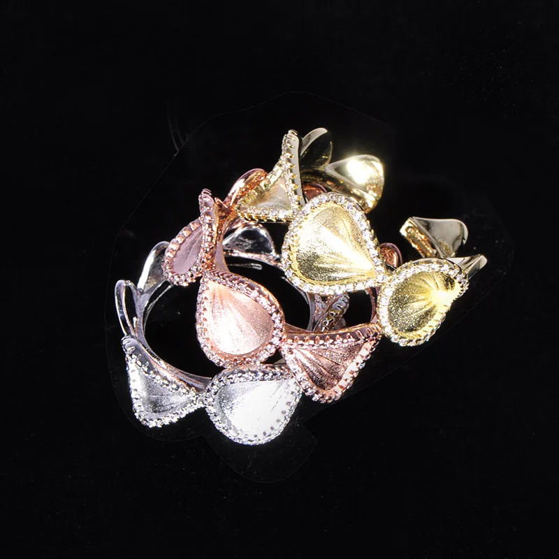 6 шт./компл. роскошный браслет в форме листа кольцо набор циркония 3 цвета комплект