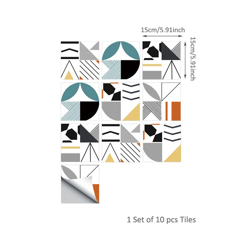 Горячие геометрические цветные линии мозаичные плитки наклейки талии для кухни