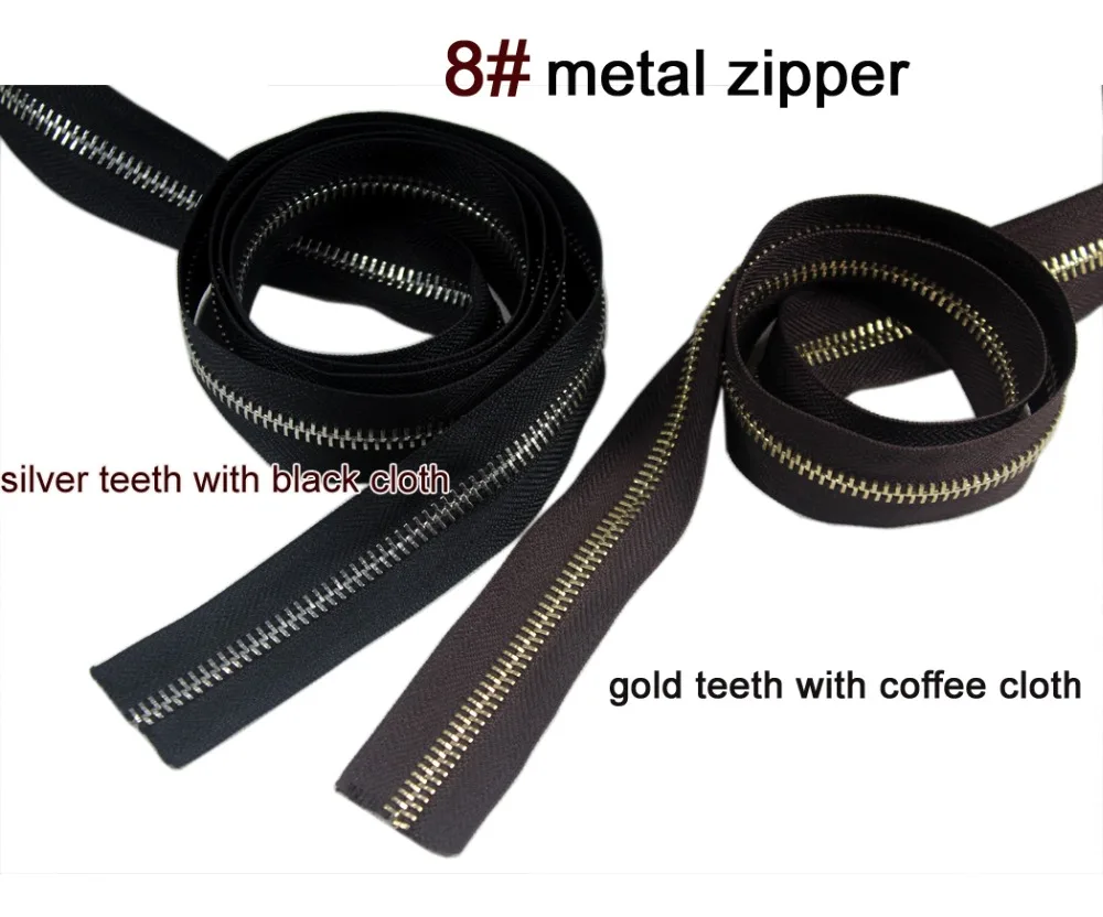 #8 молния Черная ткань серебряные зубы кофейная ТКАНЬ золотые металлическая для