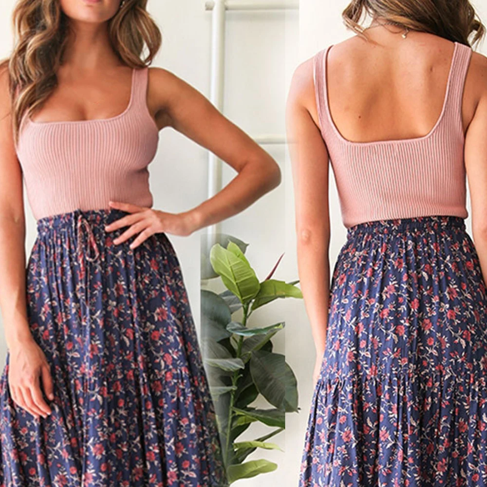 Летний сексуальный укороченный топ с бретельками без рукавов Женский