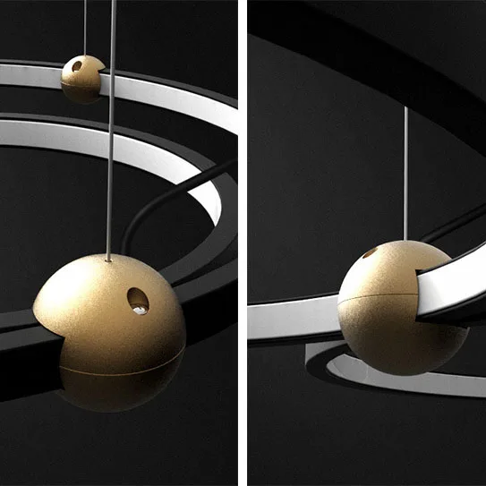 Современный черный кольцевой планетарный кулон &quotпояс&quot потолочный светильник