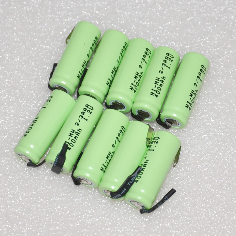 3-6 UNITEK 1,2 V 2/3AAA аккумуляторная батарея 400mah 2/3 AAA Ni-MH ячейка со сварочными вкладками штырьки плоский верх для игрушек беспроводной телефон