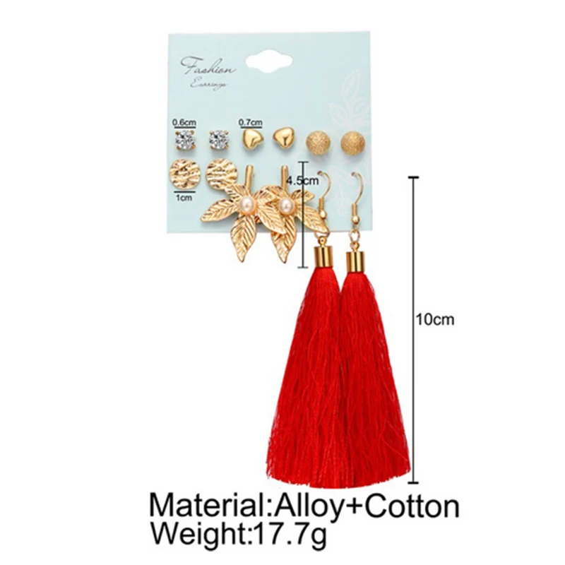 Belleper New Design Tassel Earring Sets Women Geometric Bohemian Gold Flower Long Tassel Earring Set Fashion Wedding Jewelry