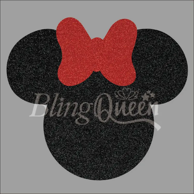 BlingQueen/12 шт./партия, на заказ, блестки, горячая фиксация железа на виниловых переводах, мотивы Минни, Минни+ Бант, комплект из 2 предметов