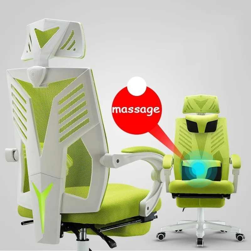 ЕС Boss Gaming Silla Gamer Esports Poltrona стул массаж может лежать с подставкой для ног искусственное кожаное колесо - Цвет: green massage