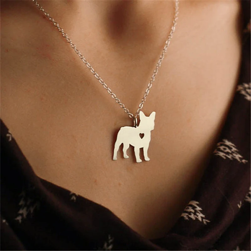 1 шт Французский бульдог Чокеры ожерелье Collier Femme Серебряный чокер с цепочкой