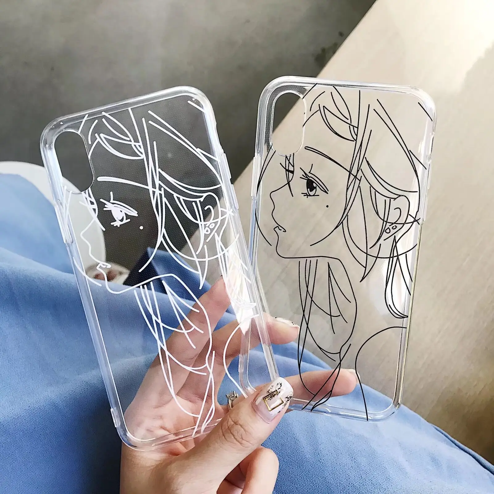 Модные Простые линии аниме девочка чехол для iPhone Xs 11 pro MAX Xr X 6 6s 7 8 plus задняя крышка