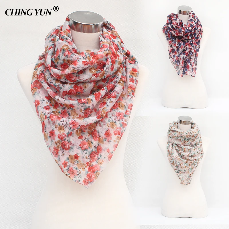 Женский хлопковый шарф мягкая Бандана с цветочным принтом на весну и лето модный