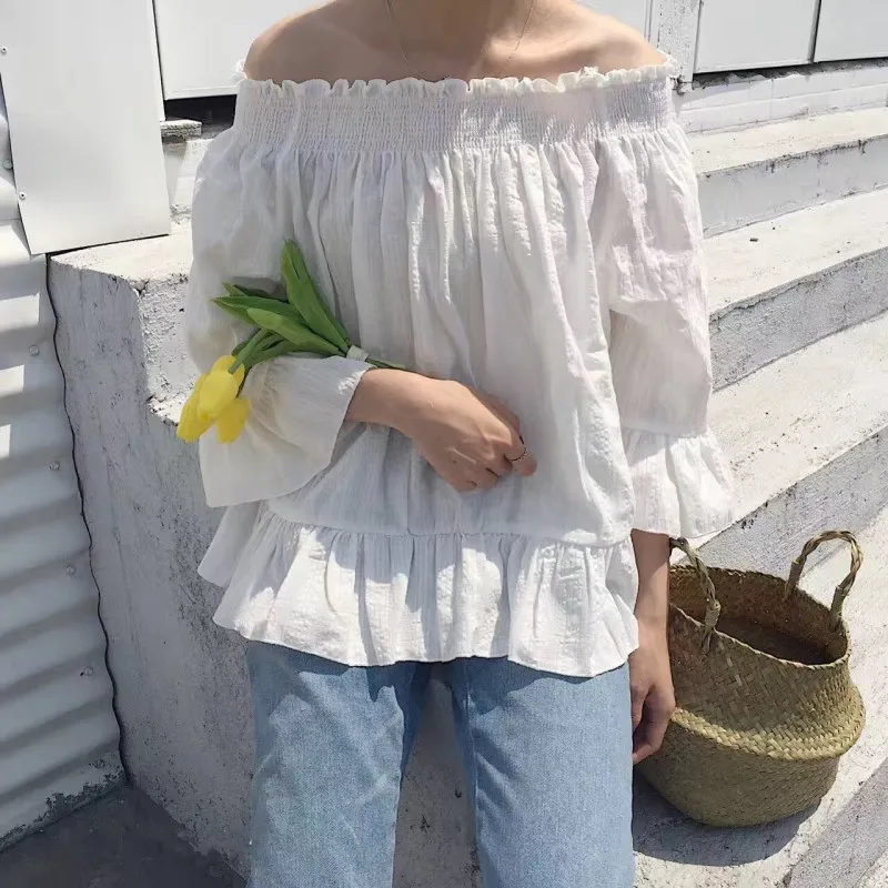 

Женские блузки красного цвета с вырезом лодочкой camisa feminina, рубашка с длинными рукавами, блузка с рукавом «летучая мышь», одежда vestidos 2018