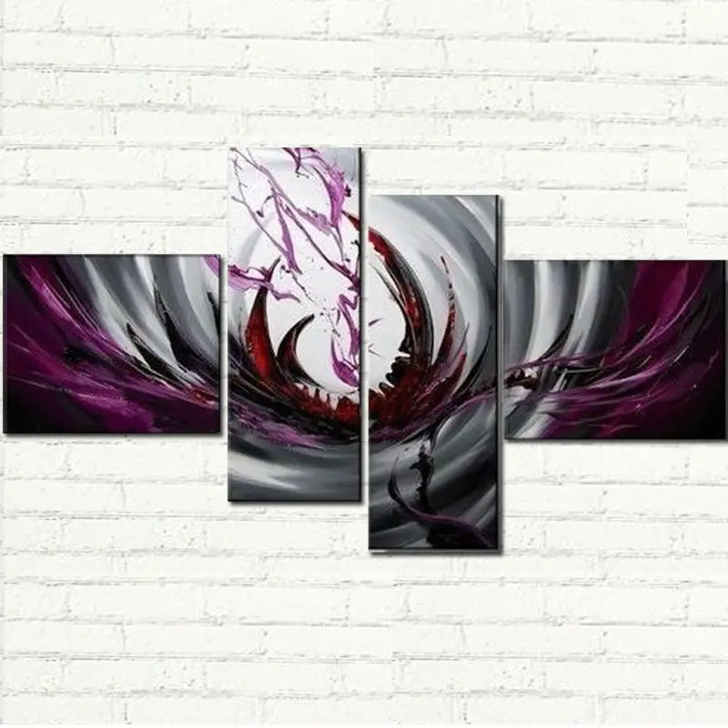 

New Modern 3 pieces purples abstract design canvas oil painting on canvas for home wall decoration (No Frames)
