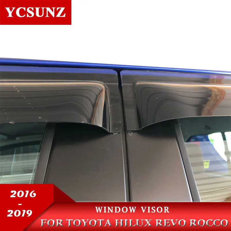 Дефлекторы боковых окон защита от дождя, оконная решетка для Toyota Hilux Revo Rocco двойной кабины