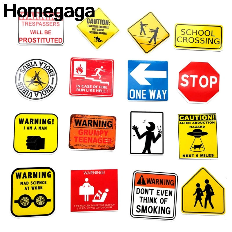 

Homegaga 50pcs Warning Signs vintage Pvc Sticker For scrapbooking car Luggage Skateboard Phone Laptop Wall Guitar Stickers D2183