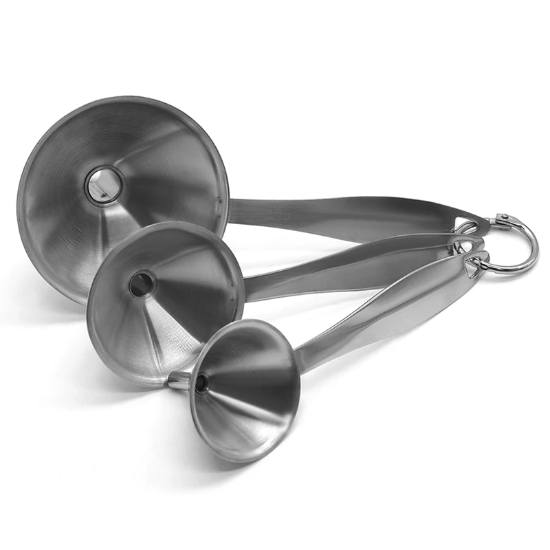 Silver 3 шт./компл. портативная кухонная вытяжка с ручкой из нержавеющей стали консервная банка масло мед, воронка для небольшого большого контейнера для бутылок - Цвет: Silver