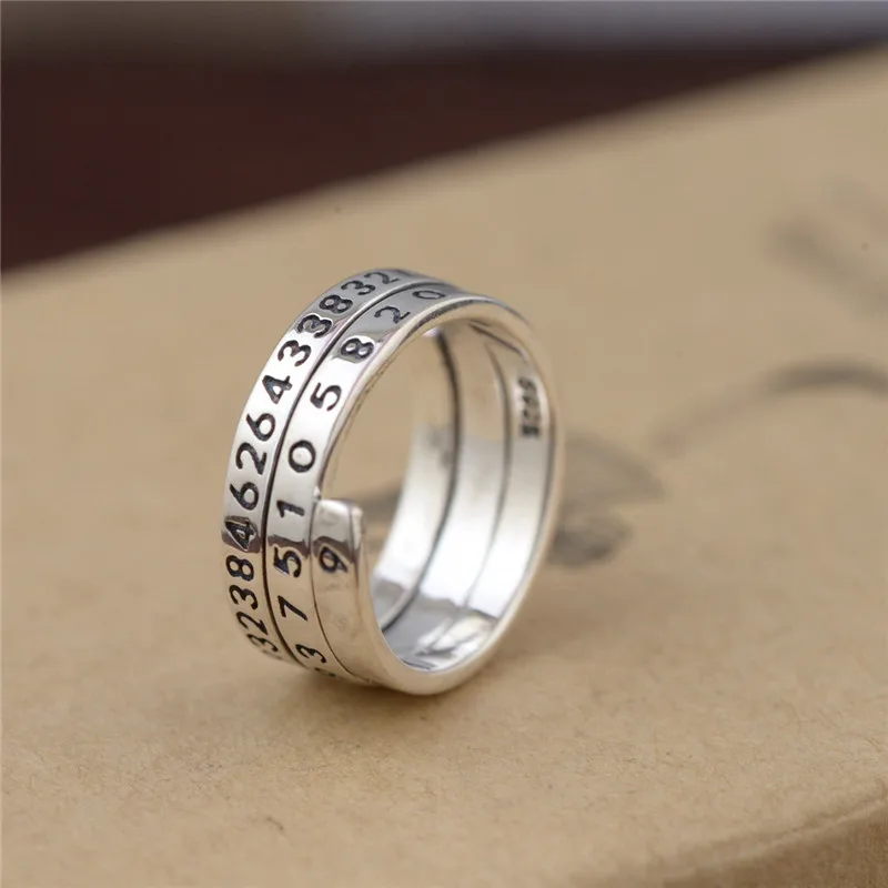 BESTLYBUY 100% Настоящее серебро 925 пробы ювелирные изделия Ретро стиль цифровое кольцо