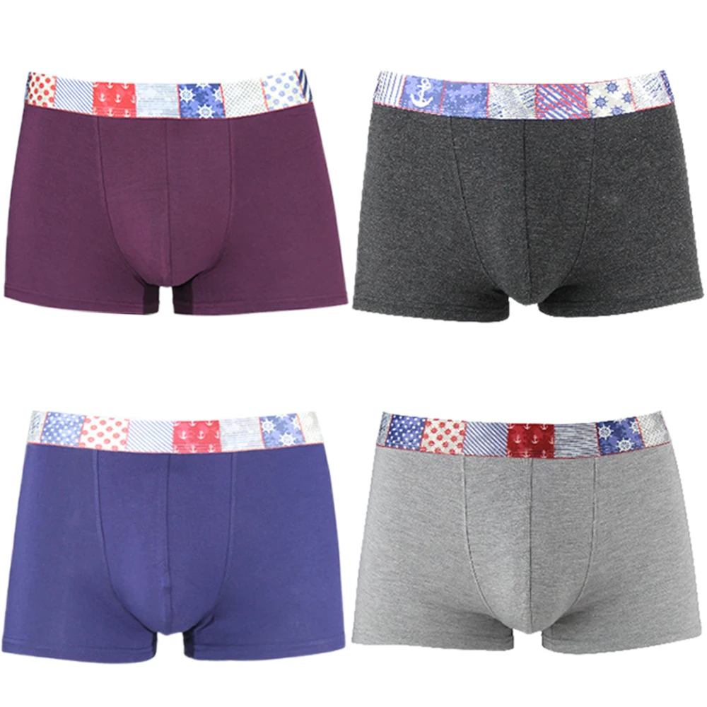 NXY Breathable boxer shorts Comfortable Solid 4 Pack cotton Cuecas Boxer Sexy Mens Underwear cueca | Мужская одежда