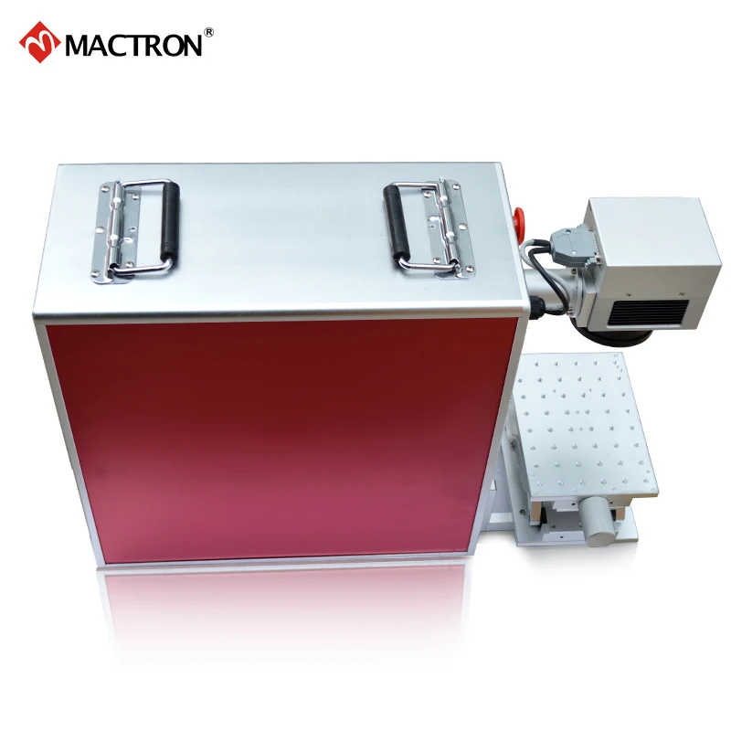 Mactron бренд 20 Вт оптического волокна лазерная маркировочная машина для маркировки брелок, PCB, ювелирные изделия, кольца для пальцев, ушные метки для животных