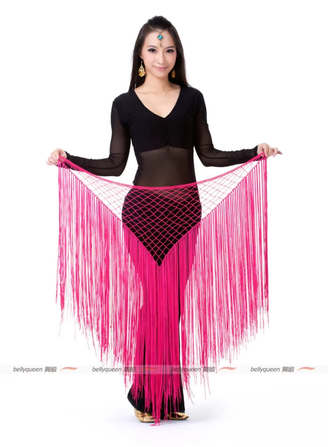 Длинная треугольная набедренная шаль с кисточками для танца живота набедренный