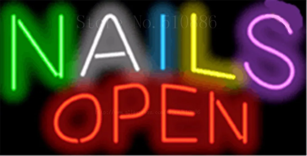 

17*14 "Гвозди открытые неоновые вывески настоящий стеклянный пивной бар светильник для паба вывески магазин дисплей ресторан магазин красота...