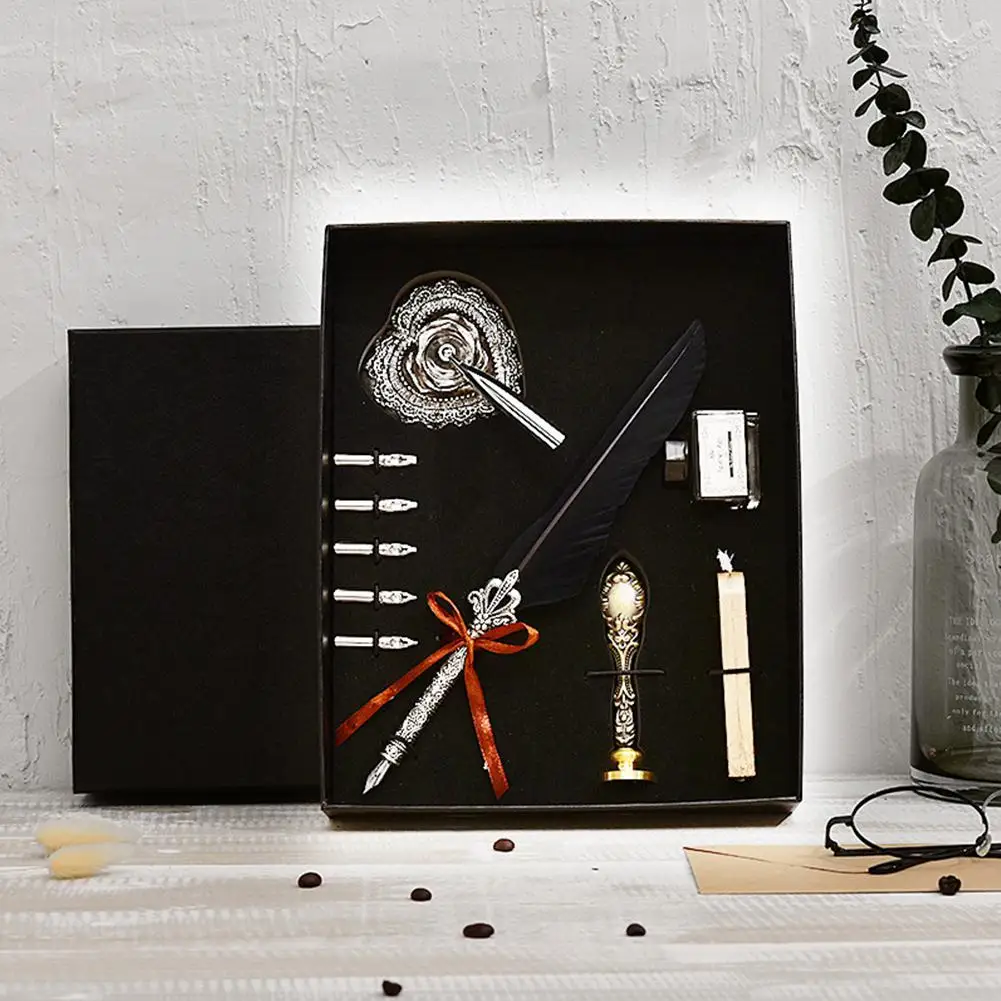 Изысканная ретро ручка с птичьим пером набор Dip Pen Sign Kit идеальный подарок Quill