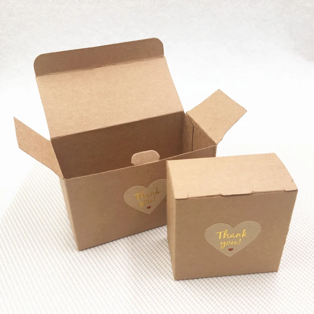 Винтажная коричневая бумага Cuboid Box 30 шт./лот печать горячей штамповки ручной