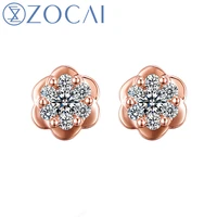 zocai brand diamond earrings real certified 0 11 ct diamond 18k rosewhite gold au750 gift earring e80092t
