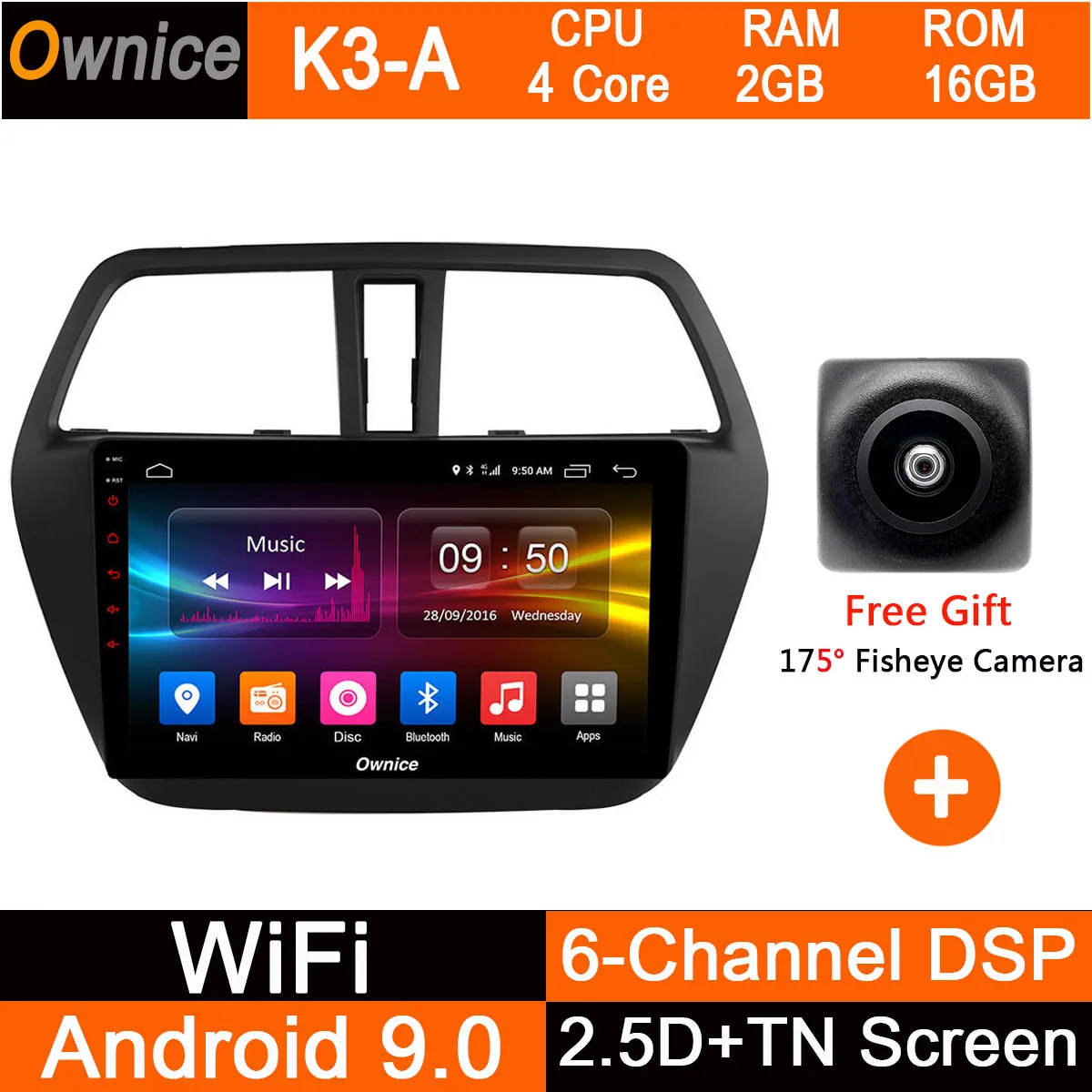 " ips Octa Core 4G+ 32G Android 9,0 автомобиль DVD CarPlay DSP для Suzuki SX4 S-Крест с крест 2013- автомобильное радио с GPS Радио ADAS - Цвет: K3-A