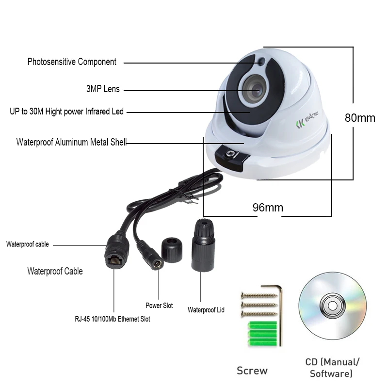 KingCam металлическая Антивандальная POE IP камера 2 8 мм объектив широкоугольный 1080P 960P