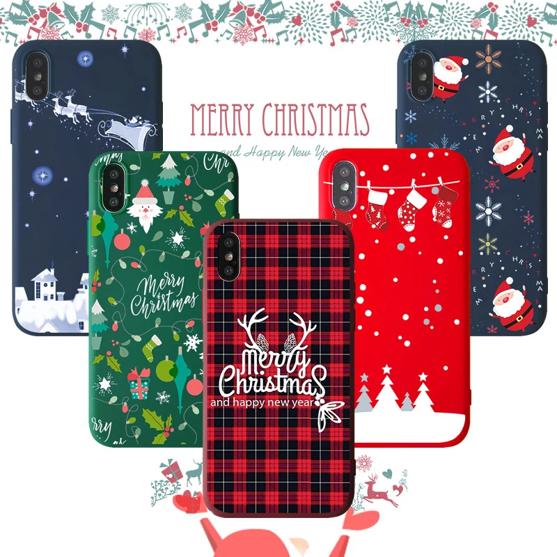 Merry Christmas Phone Case For iPhone 6 6s 7 8 Plus X XR XS Max Cute Cartoon Santa Claus Elk Soft TPU Cover wholesale |