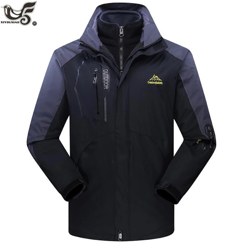 XIYOUNIAO размера плюс L~ 7XL 8XL 9XL зимняя куртка мужская 2 в 1 ветрозащитная водонепроницаемая куртка с капюшоном мужская Тактическая Военная парка пальто