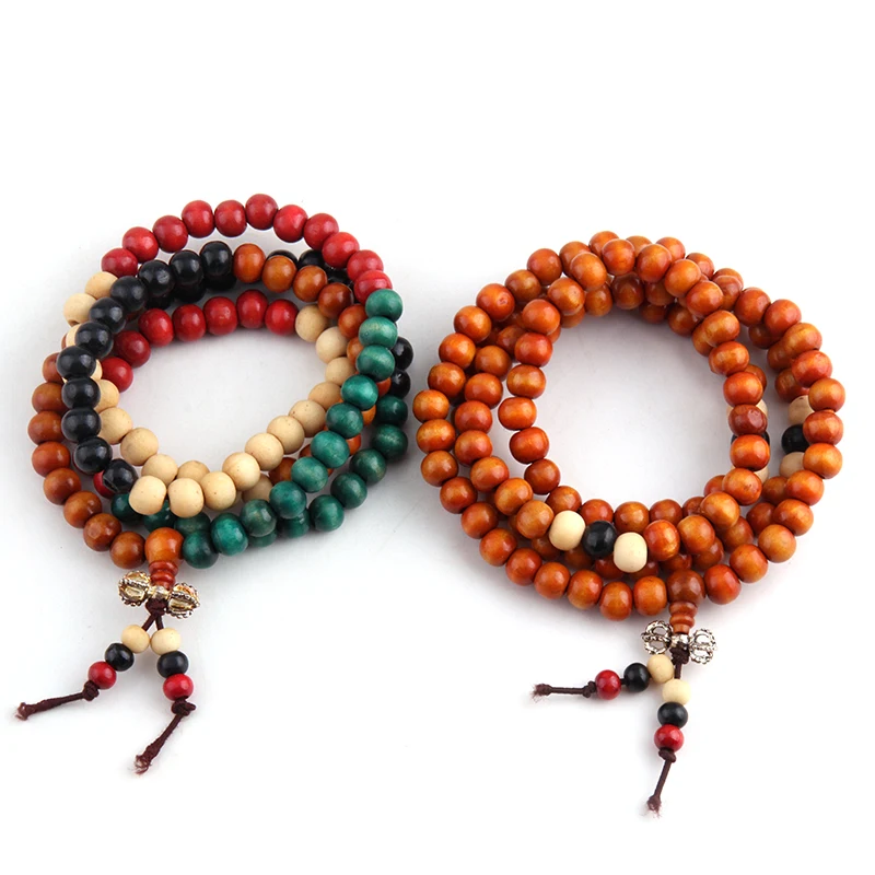 Модная женская повязка на руку деревянные бусины пятицветный браслет ожерелье с