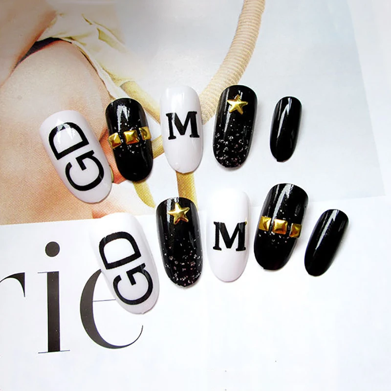 Миндаль длинный размер поддельные ногти ток заклепки Diy Дизайн ногтей