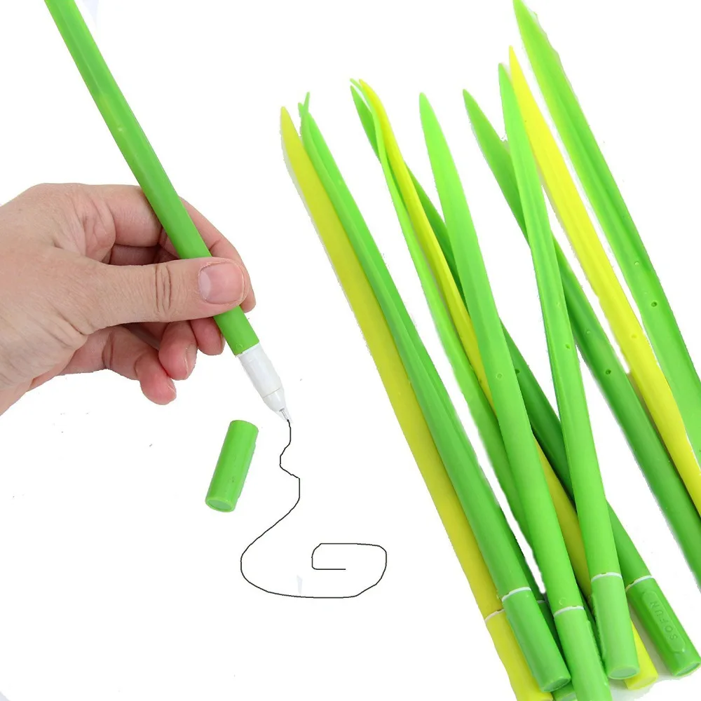 Силиконовые ручки Green Leaf Like Grass Blade с крышкой легкие черные чернила упаковка из 5
