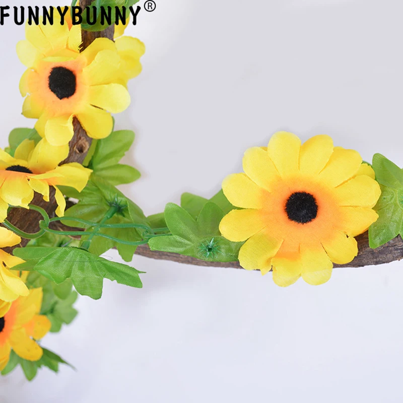 FUNNYBUNNY искусственный подсолнух ротанговая Гирлянда Шелковый цветок плющ лозы для