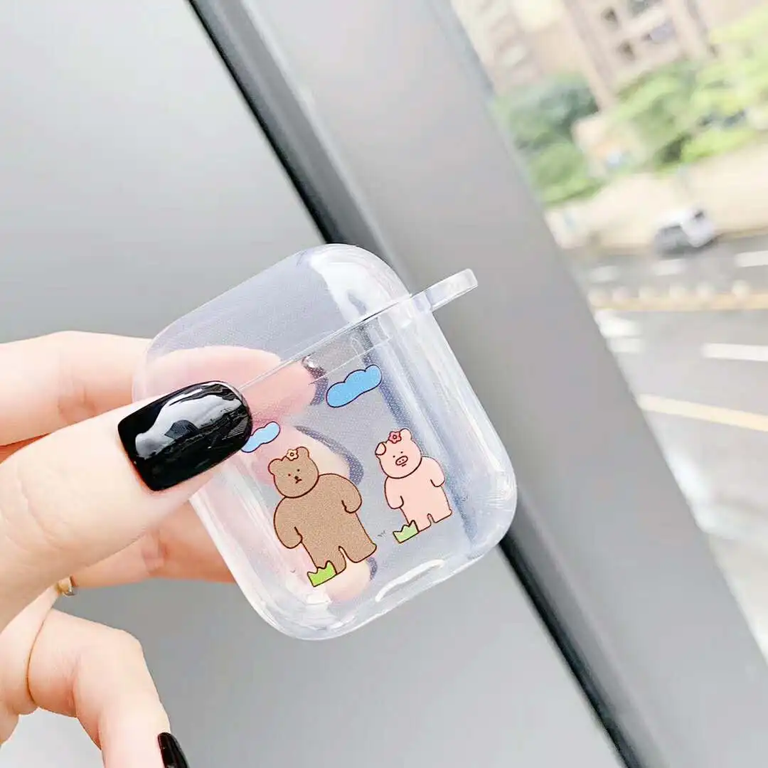 Простой мультяшный мягкий чехол из ТПУ с милыми животными для Airpods 1/2 Bluetooth