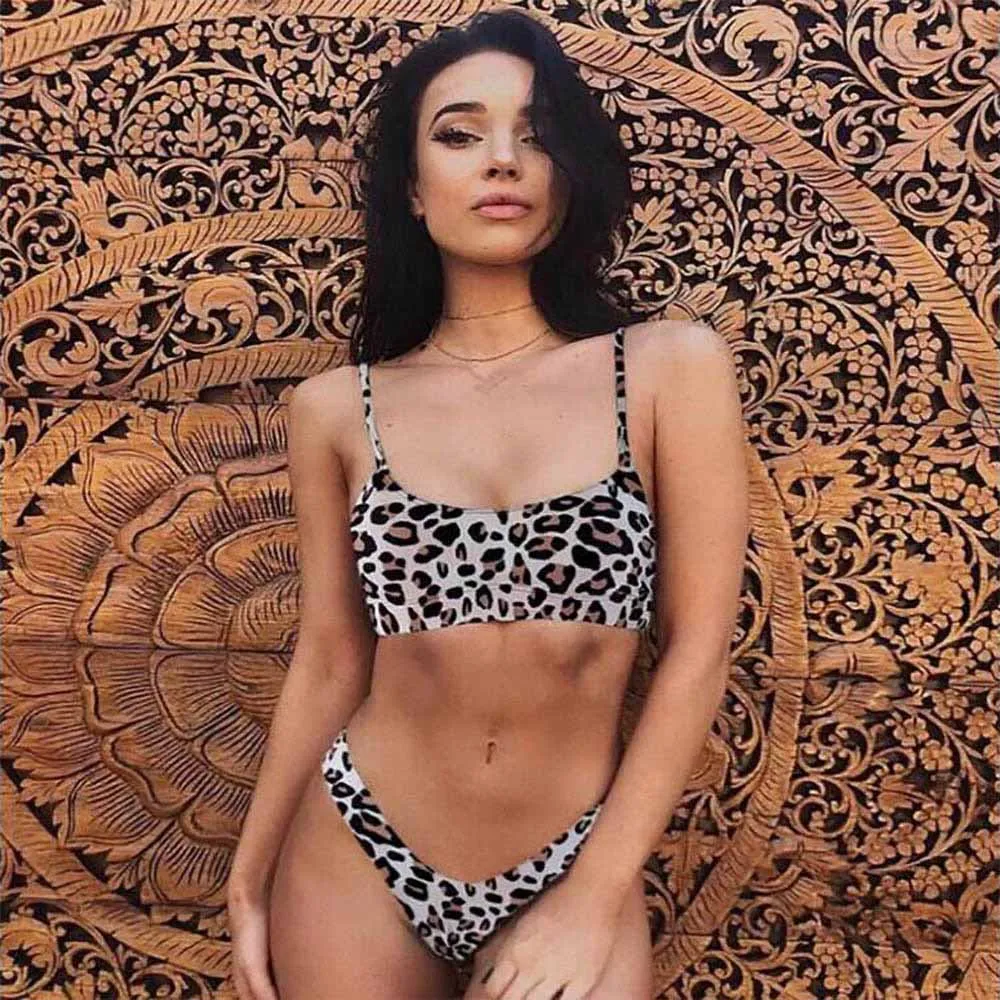 Бикини 2019 Новый сексуальный женский Купальник леопардовый змеиный принт пуш ап