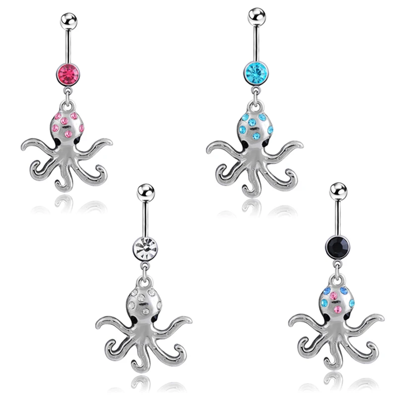 Уникальное украшение для живота Осьминог 14 г пупочное кольцо пирсинг Ювелирное