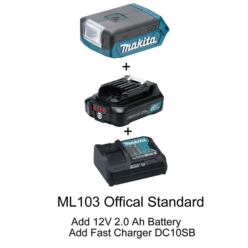 Add 1battery Charger Япония Makita ML103 перезаряжаемый светодиодный светильник флэш-светильник зарядное рабочее светодиодное освещение 12Vmax литиевая батарея осветительный светильник er - Цвет: Add 1battery Charger