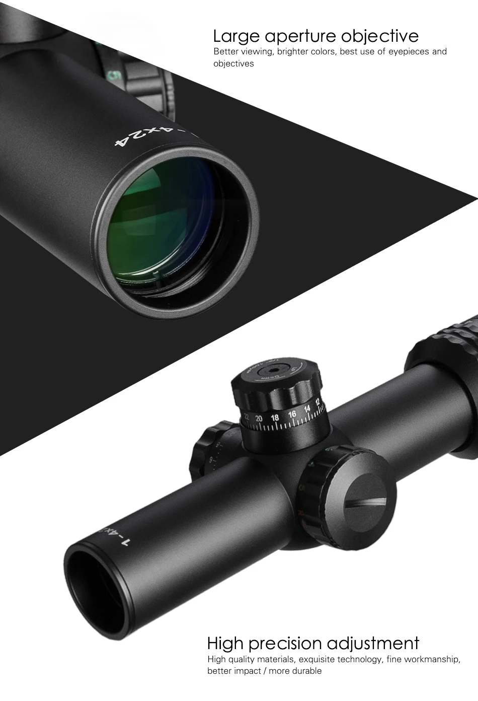 FRIE WOLF Серебряный 1-4X24 Riflescopes прицел Red Dot охотничий ж/крепления для AR15 AK