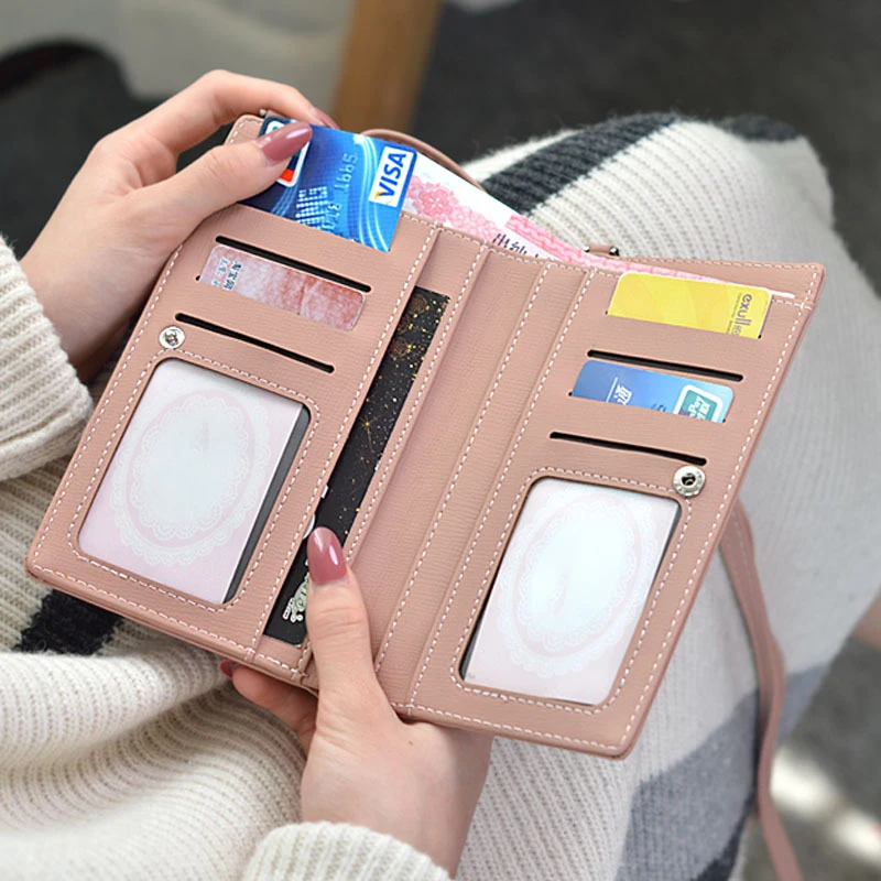 Кошелек Prettyzys Женский сумка для телефона держатель карт на плечо ремень через