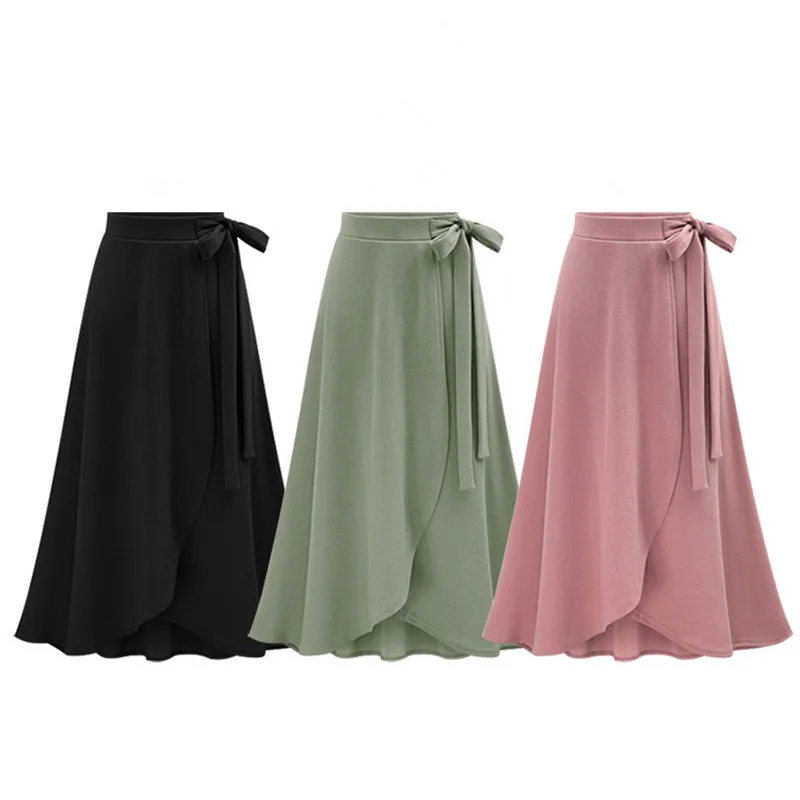 Женская бандажная юбка весенне осенняя розовая элегантная Асимметричная с