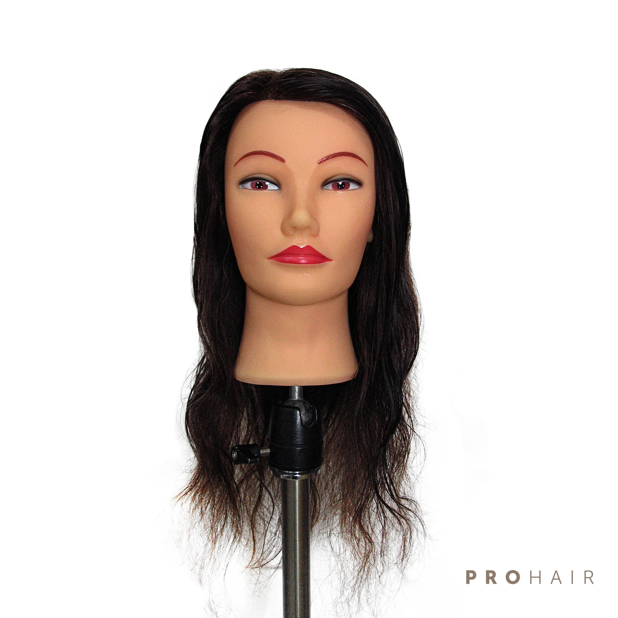 Mannequin-Head with 45CM 100% Human Hair Dark Brown Training Head Salon Female Mannequin Head Training Doll Head Wig head